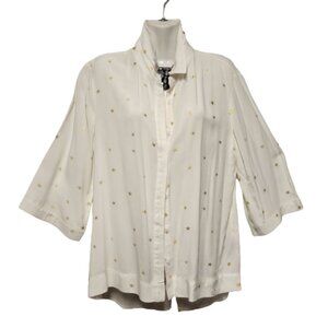 Rayon White Shirt Three Quarter Sleeve Size M